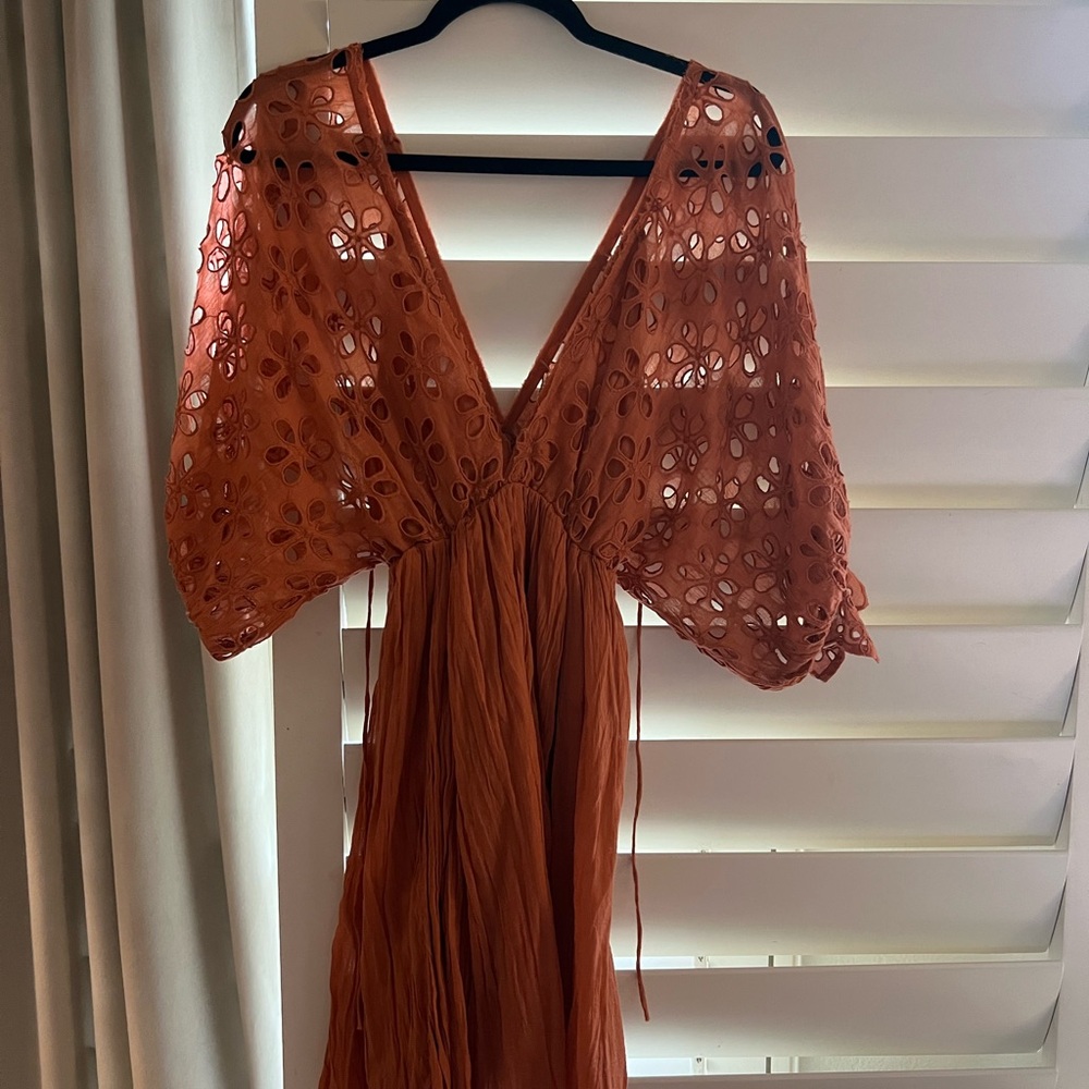 Free People Rust Eyelet Maxi Dress